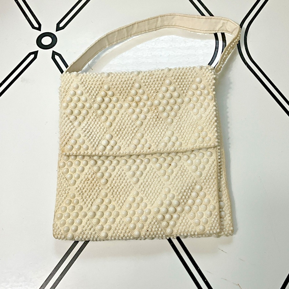 VTG Candy Dot Purse 1960s‎ Plastic Beaded Handbag Pocketbook 2 Compartments